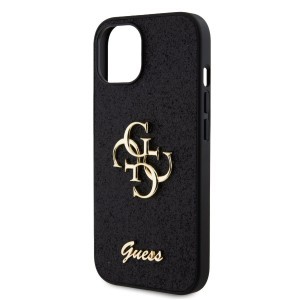 iPhone 15 Guess PU Fixed Glitter 4G Metal Logo telefontok fekete (GUHCP15SHG4SGK)