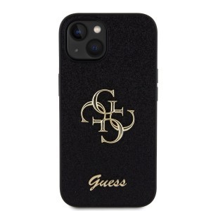 iPhone 15 Guess PU Fixed Glitter 4G Metal Logo telefontok fekete (GUHCP15SHG4SGK)