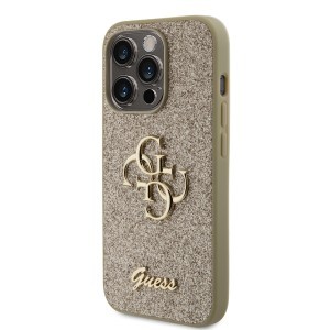 iPhone 15 Pro Guess PU Fixed Glitter 4G Metal Logo telefontok arany (GUHCP15LHG4SGD)