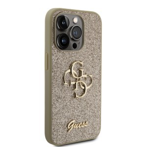 iPhone 15 Pro Guess PU Fixed Glitter 4G Metal Logo telefontok arany (GUHCP15LHG4SGD)