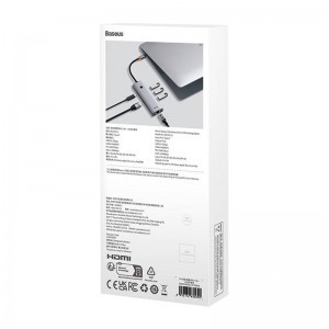 Baseus UltraJoy 6 az 1-ben USB-C HUB, elosztó adapter (USB-C - 1xHDMI4K@30Hz + 3xUSB 3.0 + 1xPD +RJ45)