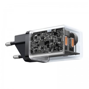  Baseus GaN5 hálózati töltő adapter 2x USB-C 40W (fekete)