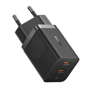  Baseus GaN5 hálózati töltő adapter 2x USB-C 40W (fekete)