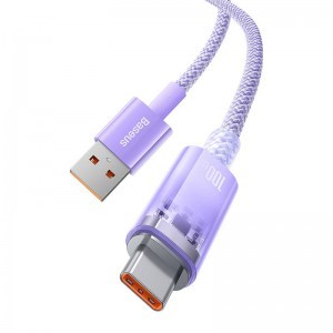 Baseus Explorer Series USB-A - USB-C 100W gyorstöltő kábel QC 3.0, 1m (lila)