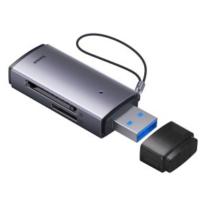 Baseus Lite Series adapter SD / TF USB memóriakártya olvasó szürke (WKQX060013)