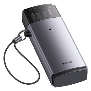 Baseus Lite Series adapter SD / TF USB memóriakártya olvasó szürke (WKQX060013)