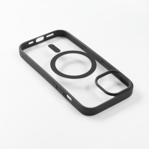 iPhone 15 Plus MagSafe kompatibilis átlátszó TPU tok fekete kerettel Alphajack