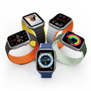 Apple Watch SE, 9, 8, 7, 6, 5, 4, 3, 2, 1 (41, 40, 38 mm) Dux Ducis Univerzális mágneses óraszíj (LD verzió) szürke-narancsssárga