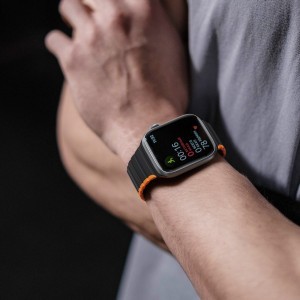 Apple Watch SE, 9, 8, 7, 6, 5, 4, 3, 2, 1 (41, 40, 38 mm) Dux Ducis Univerzális mágneses óraszíj (LD verzió) fekete-narancsssárga