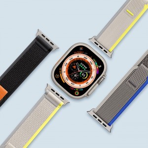 Apple Watch Ultra/8/7/6/SE/5/4/3/2/1 (42, 44, 45, 49 mm) Dux Ducis Tépőzáras sportszíj YJ változathoz sárga-bézs