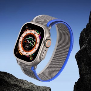 Apple Watch Ultra/8/7/6/SE/5/4/3/2/1 (42, 44, 45, 49 mm) Dux Ducis Tépőzáras sportszíj YJ változathoz kék-szürke