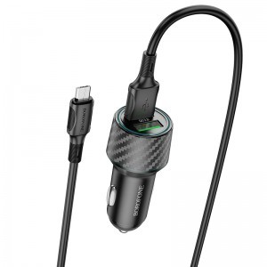 Borofone autós töltő BZ21A Brilliant 2xUSB QC 3.0 36W + USB - micro USB kábel fekete