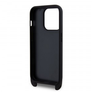 iPhone 15 Pro Max Karl Lagerfeld Saffiano Crossbody Metal Ikonik keresztpántos tok, telefontok fekete