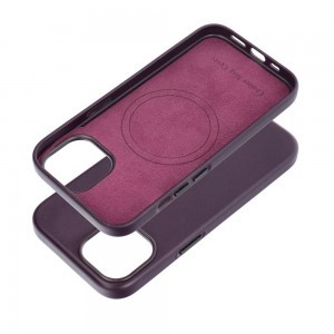 iPhone 15 MagSafe-kompatibilis bőrtok, telefontok sötét ibolya