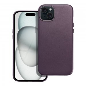 iPhone 15 Plus MagSafe-kompatibilis bőrtok, telefontok sötét ibolya