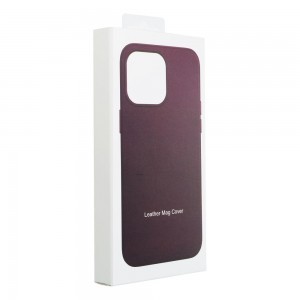 iPhone 15 Plus MagSafe-kompatibilis bőrtok, telefontok sötét ibolya
