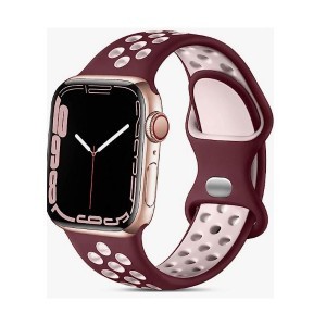 Apple Watch 1/2/3/4/5/6/7/8/9/SE (38/40/41mm) TRPH szilikon óraszíj bordó-rózsaszín