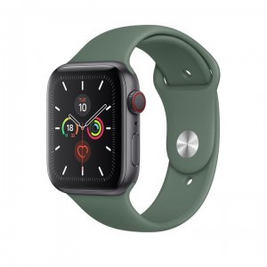 Apple Watch 1/2/3/4/5/6/7/8/9/SE (38/40/41mm) TRPH szilikon óraszíj sötétzöld