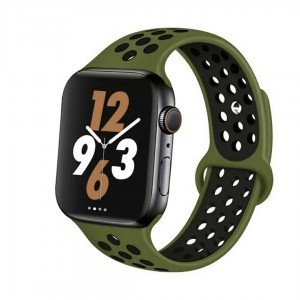 Apple Watch 1/2/3/4/5/6/7/8/9/SE (38/40/41mm) TRPH szilikon óraszíj zöld-fekete