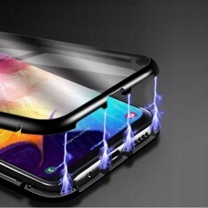 Samsung Galaxy A52/A52S Double 3 az 1-ben mágneses 360 alumínium tok üvegfóliával fekete