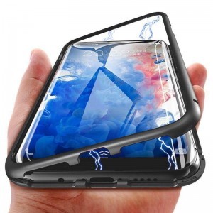 Samsung Galaxy S24 Double 3 az 1-ben mágneses 360 alumínium tok üvegfóliával fekete