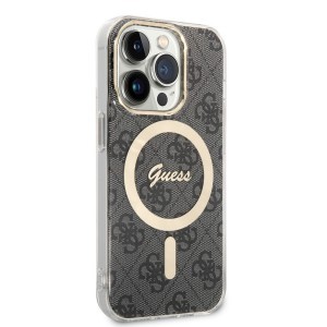 iPhone 15 Pro Guess 4G IML MagSafe kompatibilis tok fekete (GUHMP15LH4STK)