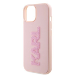 iPhone 15 Karl Lagerfeld KLHCP15S3DMBKCP 3D Rubber Glitter Logo tok rózsaszín