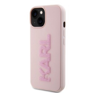 iPhone 15 Karl Lagerfeld KLHCP15S3DMBKCP 3D Rubber Glitter Logo tok rózsaszín