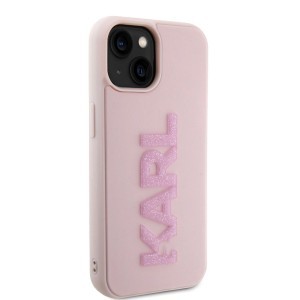 iPhone 15 Karl Lagerfeld KLHCP15S3DMBKCP 3D Rubber Glitter Logo tok rózsaszín