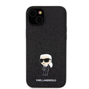 iPhone 15 Karl Lagerfeld KLHCP15SGKNPSK Fixed Glitter Metal Ikonik tok fekete