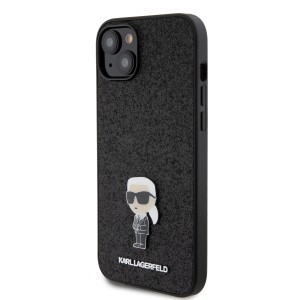 iPhone 15 Karl Lagerfeld KLHCP15SGKNPSK Fixed Glitter Metal Ikonik tok fekete