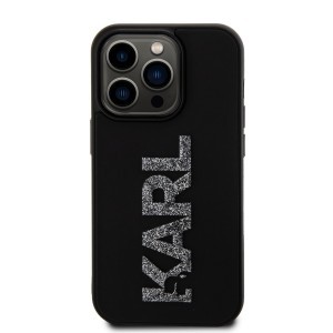 iPhone 15 Pro Karl Lagerfeld KLHCP15L3DMBKCK 3D Rubber Glitter Logo tok fekete