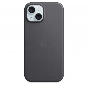 iPhone 15 FineWoven-szövettok fekete (MT393ZM/A) Apple gyári MagSafe-rögzítésű