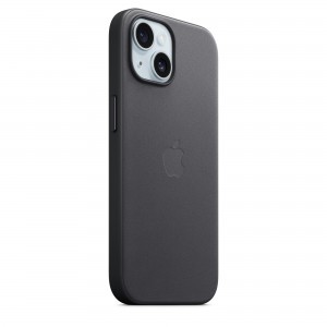 iPhone 15 FineWoven-szövettok fekete (MT393ZM/A) Apple gyári MagSafe-rögzítésű