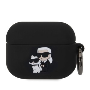 Airpods 3 Karl Lagerfeld KLA3RUNKC 3D Logo NFT Karl and Choupette Szilikon tok fekete