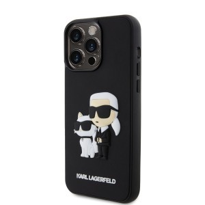 iPhone 15 Pro Max Karl Lagerfeld KLHCP15X3DRKCNK 3D Rubber Karl and Choupette tok fekete