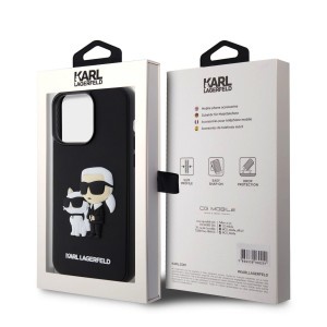 iPhone 15 Pro Max Karl Lagerfeld KLHCP15X3DRKCNK 3D Rubber Karl and Choupette tok fekete