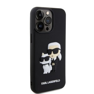 iPhone 15 Pro Max Karl Lagerfeld KLHCP15X3DRKCNK 3D Rubber Karl and Choupette tok fekete