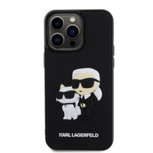 iPhone 15 Pro Max Karl Lagerfeld KLHCP15X3DRKCNK 3D Rubber Karl and Choupette tok fekete