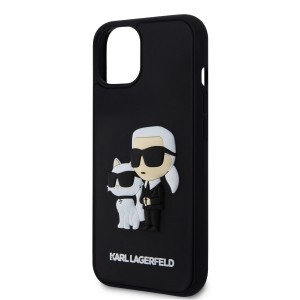 iPhone 15 Karl Lagerfeld KLHCP15S3DRKCNK 3D Rubber Karl and Choupette tok fekete