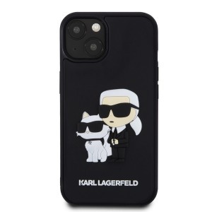 iPhone 15 Karl Lagerfeld KLHCP15S3DRKCNK 3D Rubber Karl and Choupette tok fekete