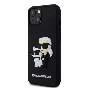 iPhone 15 Karl Lagerfeld KLHCP15S3DRKCNK 3D Rubber Karl and Choupette tok fekete