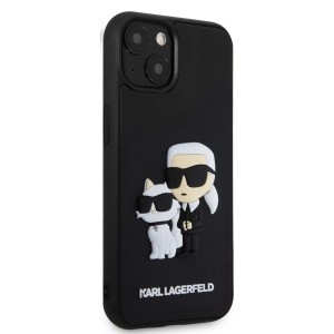 iPhone 15 Karl Lagerfeld KLHCP15S3DRKCNK 3D Rubber Karl and Choupette tok fekete