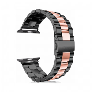Apple Watch 4/5/6/7/8/SE (38/40/41mm) TRPH fém óraszíj fekete-rózsaszín színű