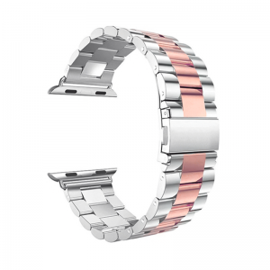 Apple Watch 4/5/6/7/8/SE (38/40/41mm) TRPH fém óraszíj ezüst-rózsaszín színű