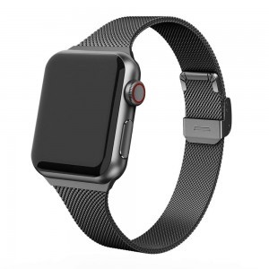 Apple Watch 4/5/6/7/8/9/SE/Ultra (42/44/45/49mm) TRPH milánói fém óraszíj fekete színű