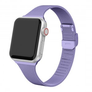 Apple Watch 4/5/6/7/8/9/SE/Ultra (42/44/45/49mm) TRPH milánói fém óraszíj lila színű