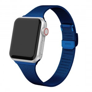 Apple Watch 4/5/6/7/8/9/SE/Ultra (42/44/45/49mm) TRPH milánói fém óraszíj sötétkék színű