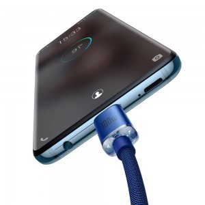 Baseus Crystal Shine gyors töltős adat kábel USB Type C - USB Type C 100W 1.2m kék