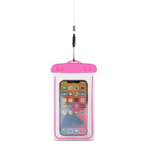PVC vízálló telefontok zsinórral rózsaszín